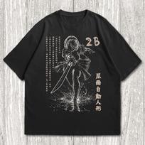 NieR: Automata T-Shirt, Unisex Cyber Sigilism Game Metal Fan Gift, 2B Japanese Shirt, Vintage Cyber Y2K Streetwear Apparel 2XL gray