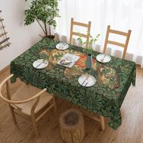 Rectangular Waterproof Oil-Proof William Morris Deers Birds Tablecloth Table Covers Floral Animal Art Table Clotht 100x145cm gray