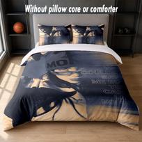 Billie Eilish Design Bed Bedding Set 1 Duvet Cover + 2 Pillowcases Soft Breathable Household Bed Linens 135cm*200cm gray