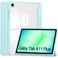 Funda For Samsung Galaxy Tab A11 Plus 11inch Smart Stand Acrylic Back With Pencil Holder Cover Tab A11+ SM-X230 Tablet Case Tab A11 Plus 2025 blue