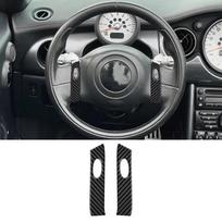 For MINI Cooper R50 R53 2002-2004 Carbon Fiber Gear Shift Air Outlet Speedometer Steering Wheel Radio CD Panel Car Suit Sticker black A gray