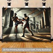 2D plane, 1 piece of Muay Thai gym background fabric, suitable for training, photography and birthday parties 59x51.1inch/150*130cm gray
