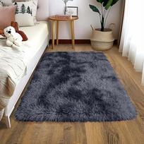 Small Black Area Rug - Soft Plush Children's Bedroom Bedside Rug, Indoor Entrance Welcome Mat, Home Decoration Accessory 40x60cm 16x24inch tamsiai pilka spalva