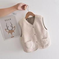 Kids Reversible Plaid Thick Warm Fleece Vest For Baby Boys And Girls 100cm balta