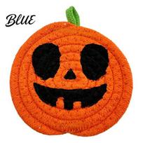 Halloween Party Table Settings Pumpkin Cotton Rope Coaster Handwoven Placemat with Funny Face Iron Placemats Craft Mat for Mug Glass Festive J