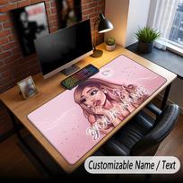 Individualizuotas ilgas pelės kilimėlis su vardu, Ariana Grande žaidimų stalo kilimėlis namų biuro stalo dekoravimui 40cmx90cm