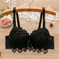 European & American Push-Up Lace Lingerie Set for Women - Anti-Sagging Underwire Bra 36/80AB brown