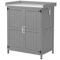 Wooden Garden Shed Garden Tool Storage Shed With Hinged Roof And Shelf Outdoor Storage Cabinet With Double Doors Grey