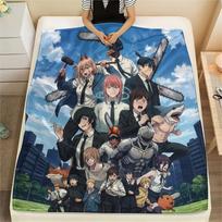 1PC Chainsaw Man Patterned Flannel Blanket Suitable For All Seasons For Home Decor Warmth And Comfort Gifts Holiday Present 80cm x 120cm gray