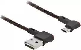 „DeLock USB 2.0 A > Micro-B (ST-ST) 2 m kampinis adapterio kabelis, juodos spalvos“