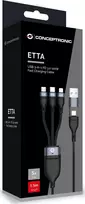 „CONCEPTRONIC USB-C/A 3.0–>C/Micro-B kabelis, 480Mb/s, 1,50 m, juodas“