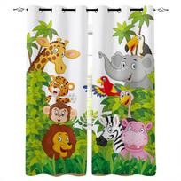 3D Mielas Animacinis Dinzauras Užuolaidos Langų Apdailai Užuolaidos Svetainei Miegamajam Žaliuzės Vaikų Kambariui Namų Dekoras W60H60(CM)x2PCS&Grommet Top