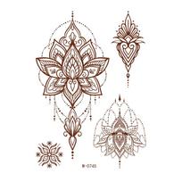 Lace Tattoo Sticker, Vermilion Color, Geometric Pattern, Party Tattoo Sticker, Waterproof, Henna Tattoo 208 * 148Mm brown