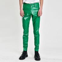 Pavasaris/Vasaros jaunimo tamprios plono kirpimo madingos odinės kelnės - Vyriškos spalvotos baltos madingo stiliaus Size 29 (Waist 22 inches) žalia