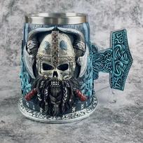 Viduramžių vikingų piratų alaus bokalas Kaukolės bokalas Kūrybingas didelės talpos puodelis Reljefinis nerūdijančio plieno kavos puodelis Viskio puodelis Bar Vakarėlis Helovino dovana