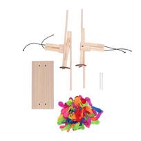 Balloon Man Battle Fencing Puppets Fun Exciting Interactive Handmade Wooden 2 Player Balloon Man Battle for Toys Fencing Puppets beige