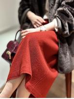 Big Fruit Store Red Lace-Up Wool Skirt: New Year's Eve Essential for Autumn/Winter & Christmas M