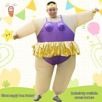 Ballet Inflatable Fat Man Costume with Pink Purple Grass Skirt for Stage Performance & Cute Dance Atmosphere One Size purple