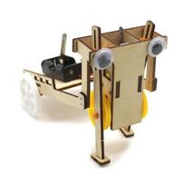 DIY Robot Pull Cart Scientific Model Toy Kit for Kids Educational STEM Project G175 beige