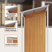 Garden Shed with Lean to Roof Light Brown 277 x 107 x 181 cm Steel