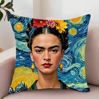 F-Frida Art K-Kahlo-S Pillow Case Decor Protective Covers Comfortable Soft For Sofa Living Room Home Office Peach skin 18*18(CM)-1Pcs black