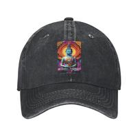 Unisex Baseball Hats Buddha Mandala Flower Denim Outdoor Baseball Caps Hip Hop Cap Casquette One Size beige