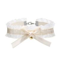 Lace Bowkot Choker Necklace with Bells Vintage Choker Short Chain Necklace