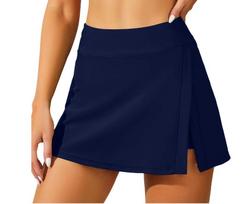 2026 Quick-Dry Anti-Exposure Side Slit Sport Swim Skirt Small