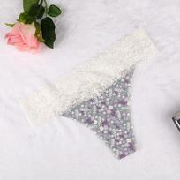 Women's lace panties invisible knitted pure desire sexy low-rise thong breathable super shorts support wholesale european code xl (recommended 75-85kg ) gray
