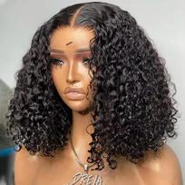 250% Density Wate Wave Short Bob HD Lace Front Human Hair Wig 13x4 Glueless Lace Frontal Wigs Brazilian Pre Plucked Curly Wig 16inches&250%&3-5 working days brown