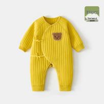 Unisex Baby Warm Bodysuit - Pure Cotton Onesie for 0-9 Months, Autumn Winter Style Size 73 (Height: 66-73cm, Weight: 7.2-9kg) yellow