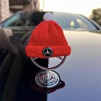 Automobilio variklio dangčio priekinis chromuotas logotipas, variklio dangčio raudona Kalėdų kepuraitės dekoracija, priedai Mercedes Benz C E S klasės W204 W212 W220 W210 W222 Y4