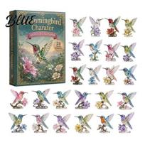 Christmas Countdown Activity 2026 Hummingbird Advent Calendar 24-Day Acrylic Ornament Set with Bird Figure Holiday Calendar Countdown Tree B
