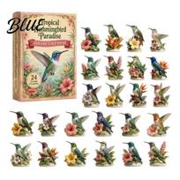 Christmas Countdown Activity 2026 Hummingbird Advent Calendar 24-Day Acrylic Ornament Set with Bird Figure Holiday Calendar Countdown Tree C