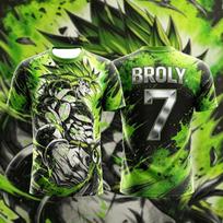 Dragon Ball Super Broly No23 Green Ink Splash Sketch Print Men Soccer Jersey  Anime Fan Breathable Sports Tee 6XL green