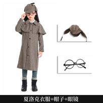Halloween, Sherlock Holmes movie character Sherlock costume cosplay detective parent-child suit costume 130cm gray
