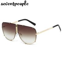 Oversized Pilot Shield Sunglasses Women  Luxury Brand Vintage Steampunk Metal Oval Sun Glasses Fashion Goggle Shades UV400