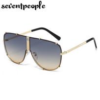 Oversized Pilot Shield Sunglasses Women  Luxury Brand Vintage Steampunk Metal Oval Sun Glasses Fashion Goggle Shades UV400