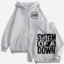 Rock Band System of A Down Print Zipper Hoodie High Quality Fashion Oversized Zip Up Pullovers Men Women XL gray