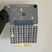 TPU IPad Case With Magnetic Slim Side-Attach Detachable Cover Pro Air Mini Cartoon Blue Plaid Design iPad mini 6 8.3 gray