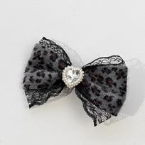 Heart Pendant Bow Hair Bands Leopard Lace Subculture Hair Accessories  for School Students Cosplay B4 black