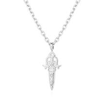 Vintage Cross Sword Safety Pin Pendant Necklace Set Silver Tone Metal Chain Punk Street Unisex Jewelry white