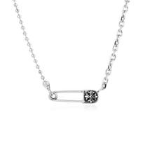 Vintage Cross Sword Safety Pin Pendant Necklace Set Silver Tone Metal Chain Punk Street Unisex Jewelry white