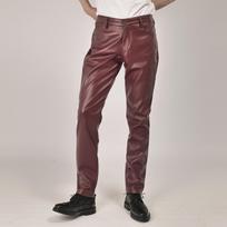 Men Elastic Slim Fit Waterproof Solid White Leather Pants For Dance Performance 33 white