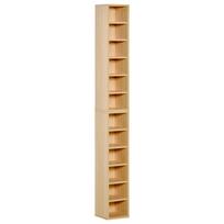 Set Of 2 Column Shelves CD DVD Storage Cabinet 6 + 6 Compartments Dim. 21L X 19W X 88H Cm Max Capacity 160 CDs Beech