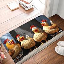 Funny Cartoon 3D Chicken Pattern Area Rug, Soft Non-Slip Indoor Outdoor Floor Mat for Kitchen and Hallway Decor 40X60CM gray