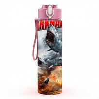 1PC Shark Fish Animal 750ml sports water bottle leakproof straw lid outdoor office home rožinė