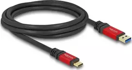 „Delock USB 10Gbps kabelis su USB Type-A kištuku ir USB Type-C™ kištuku, 2 m, raudonas, metalinis“