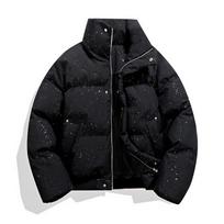 Mens Thick Warm Starry Pattern Loose Casual Winter Cotton Padded Jacket M black