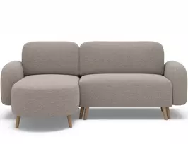 Bawal corner sofa with sleeping function and storage compartment, beige bouclé, left-hand side, Modern, Beige